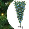 vidaXL Omgekeerde Kunststof Voorverlichte Kerstboom met Ballenset PVC
