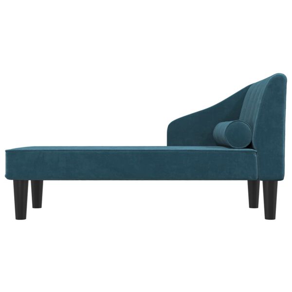 vidaXL Chaise longue met bolster fluweel blauw