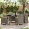 vidaXL Tuin eettafelset 5 pcs Grijs poly rattan