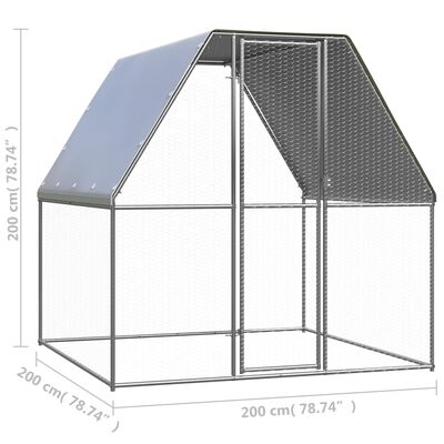 vidaXL Buitenhok voor kippen 2x2x2 m gegalvaniseerd staal