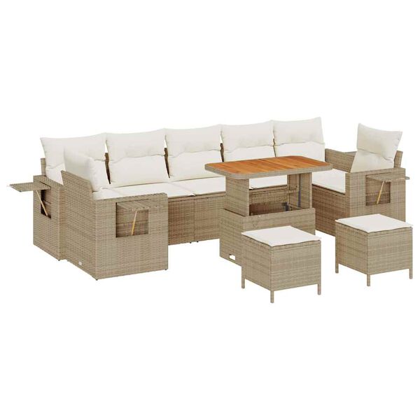 vidaXL Tuin Sofa Set 10 pcs beige en cr&egrave;mekleurig 90 x 55 x 71 cm