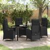 vidaXL Tuin eettafelset met kussen 5 pcs Zwart poly rattan
