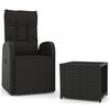 vidaXL 2-delige Loungeset poly rattan en staal zwart