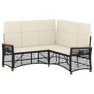 vidaXL Tuin Ligbank Set Zwart en Cream Wit 164 x 164 x 112 cm