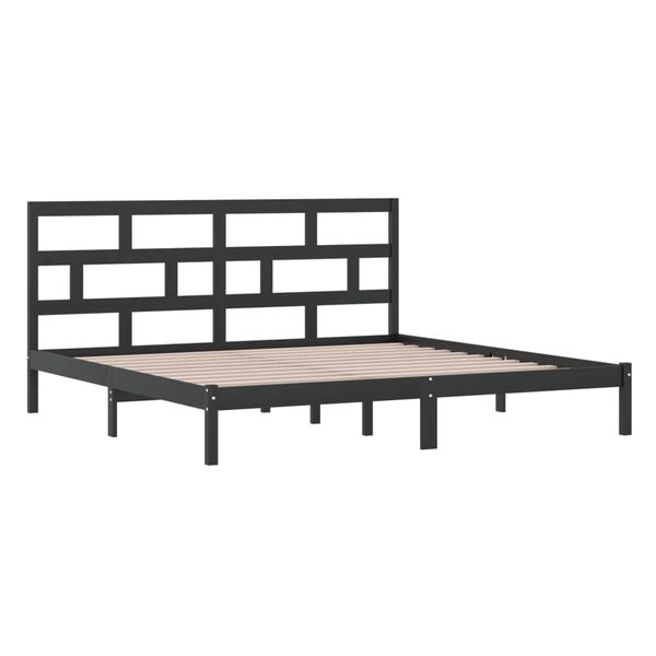 vidaXL Bedframe massief grenenhout zwart 200x200 cm
