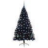 vidaXL Kunstmatig Voorverlicht Kerstboom met 300 LED Zwart 210 cm PVC
