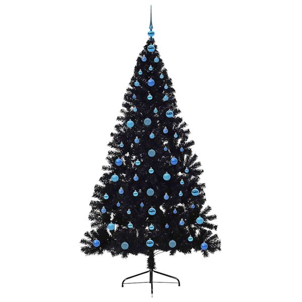 vidaXL Kunstmatig Voorverlicht Kerstboom met 300 LED Zwart 210 cm PVC