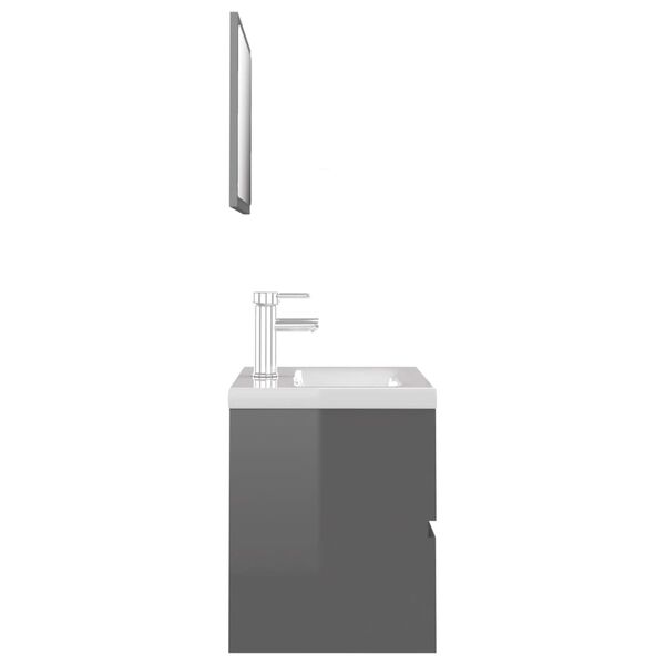 vidaXL Badkamermeubelset spaanplaat hoogglans grijs