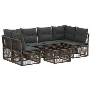 vidaXL Tuinbankenset 7 pcs Grijs poly rattan