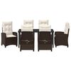 vidaXL Tuin eettafelset met kussen 7 pcs Bruin poly rattan