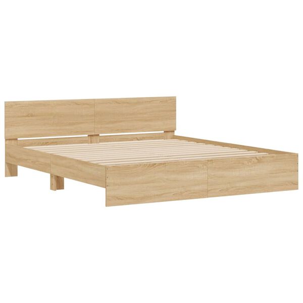 vidaXL Bedframe met hoofdeinde sonoma eikenkleurig 160x200 cm