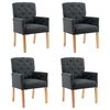 vidaXL Eetkamerstoelen 4 st met armleuningen stof grijs