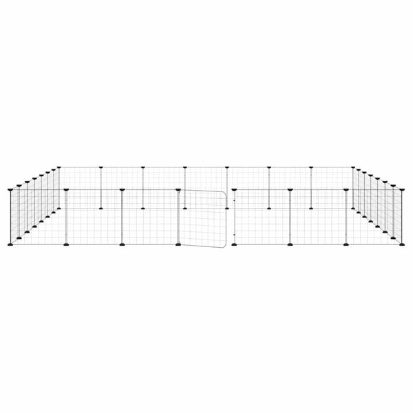 vidaXL Huisdierenkooi met deur 28 panelen 35x35 cm staal zwart