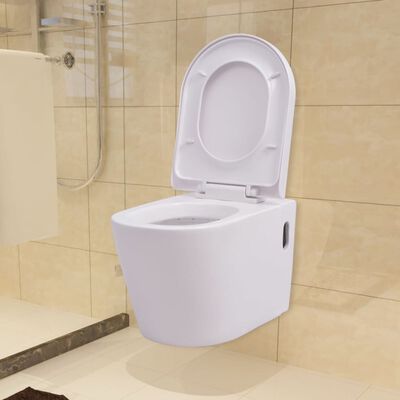 bijeenkomst Voorbijgaand propeller vidaXL Hangend toilet met verborgen stortbak keramiek wit online kopen |  vidaXL.be