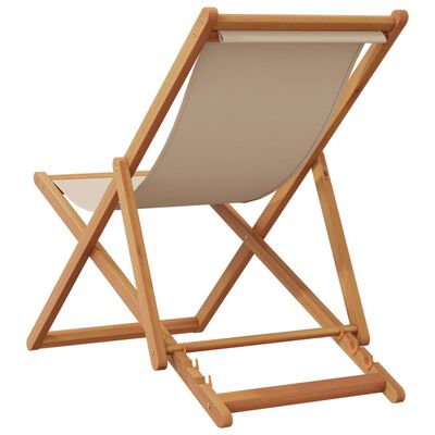 vidaXL Strandstoel inklapbaar massief eucalyptushout en stof beige