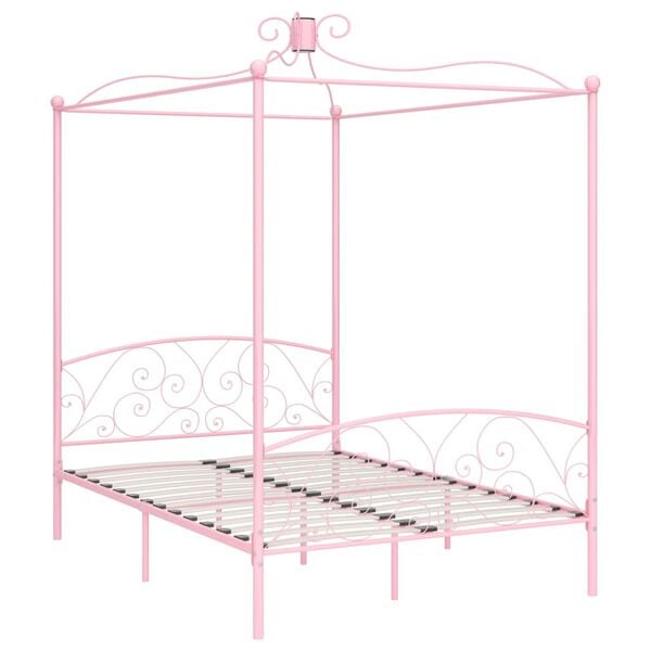 vidaXL Hemelbedframe metaal roze 120x200 cm