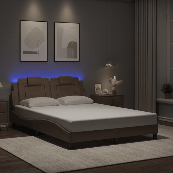 vidaXL Bedframe "Viana" met LED zonder matras cappuccino 120x200 cm