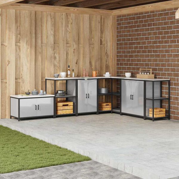 vidaXL Keukenopslag met plank met opslag Zilver 60 x 50 x 92 cm Staal