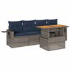 vidaXL 5-delige Loungeset met kussens poly rattan grijs
