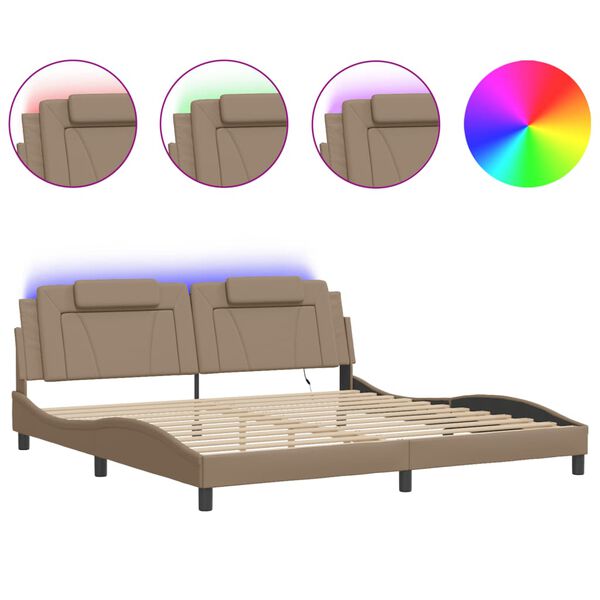 vidaXL Bedframe "Viana" met LED zonder matras cappuccino 200x200 cm
