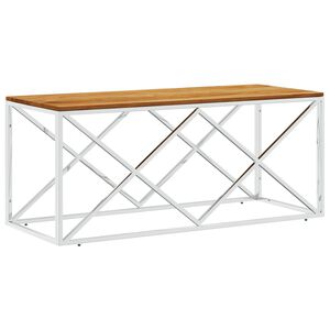 vidaXL Salontafel roestvrij staal en massief acaciahout