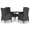 vidaXL 5-delige Tuinset poly rattan en acaciahout zwart