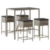 vidaXL 5-delige Tuinbarset met kussens poly rattan grijs