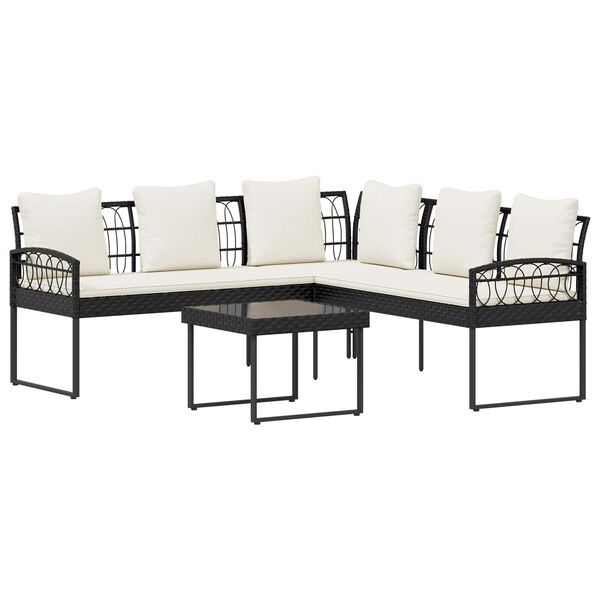 vidaXL Tuinbankenset met kussen 2 pcs Zwart Staal