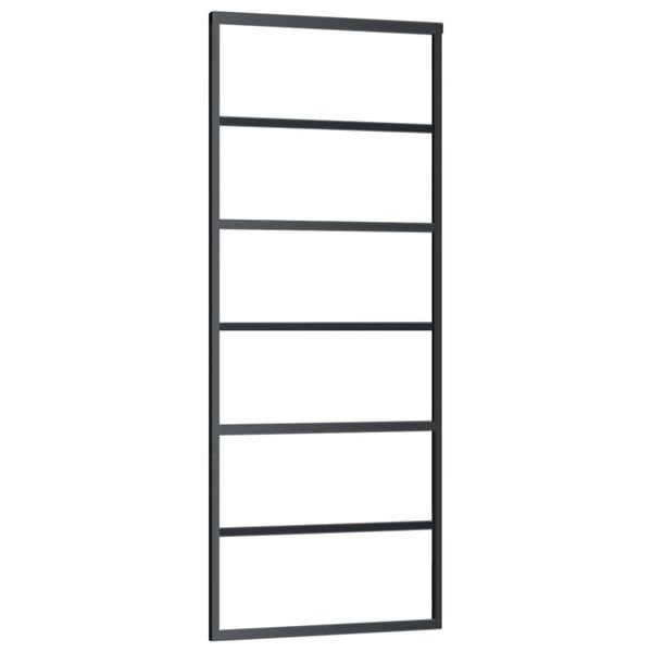 vidaXL Schuifdeur met beslag 76x205 cm aluminium en ESG-glas