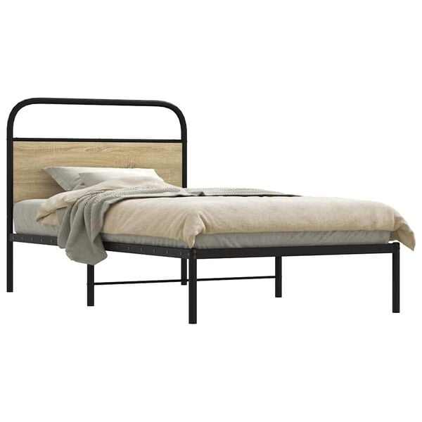vidaXL Bedframe zonder matras bewerkt hout sonoma eikenkleur 100x190cm