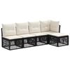 vidaXL Tuinbankenset 5 pcs Zwart poly rattan