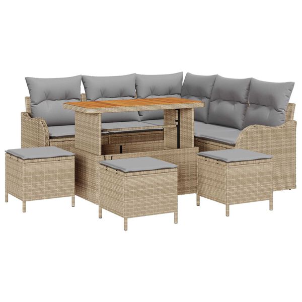 vidaXL Tuin Sofa Set 9 pcs Beige poly rattan
