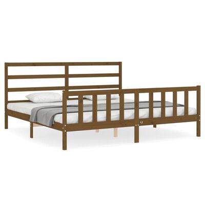 vidaXL Bedframe met hoofdbord massief hout honingbruin 200x200 cm