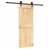 vidaXL Schuifdeur Naturel en Zwart 80 x 210 cm Massief Grenenhout