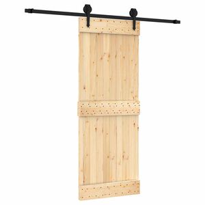 vidaXL Schuifdeur Naturel en Zwart 80 x 210 cm Massief Grenenhout