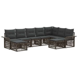 vidaXL Tuinbankenset 9 pcs Grijs en Donkergrijs poly rattan