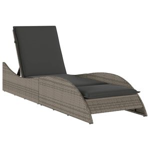 vidaXL Ligbed met kussen 60x205x73 cm poly rattan grijs