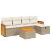 vidaXL 6-delige Loungeset met kussens poly rattan beige