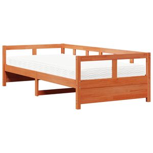 vidaXL Slaapbank met matras 90x200 cm massief grenenhout wasbruin
