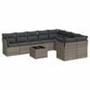 vidaXL 10-delige Loungeset met kussens poly rattan grijs