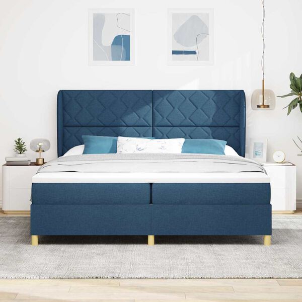 vidaXL Boxspringbed met matras met hoofdeinde Blauw 200 x 200 cm Stof
