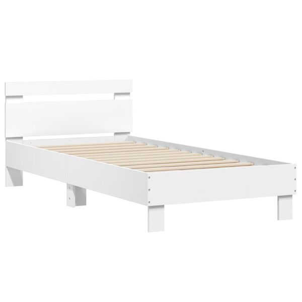 vidaXL Bedframe met hoofdeinde bewerkt hout wit 90x190 cm