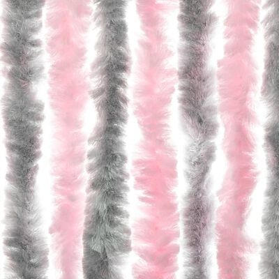 vidaXL Vliegengordijn 100x200 cm chenille zilvergrijs en roze