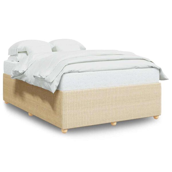 vidaXL Bedframe zonder matras stof cr&egrave;mekleurig 140x190 cm