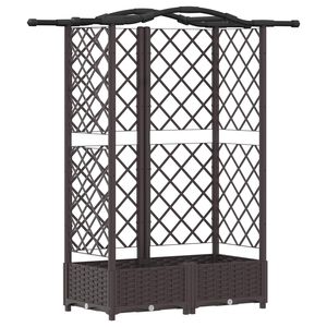 vidaXL Verhoogd Bed met Trellis en Dak Bruin 124 x 40 x 123 cm PP