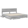 vidaXL Bedframe met hoofdeinde Grijs Sonoma 200 x 200 cm Bewerkt hout