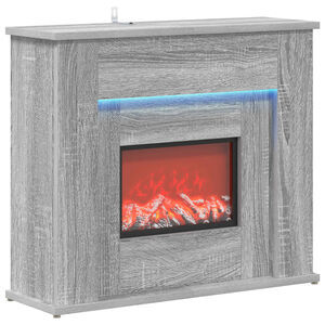 vidaXL Sfeerhaard met led-strip Grijs Sonoma 63 x 20 x 54,5 cm