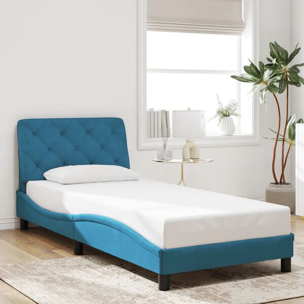 vidaXL Bedframe met LED zonder matras fluweel blauw 90x190 cm