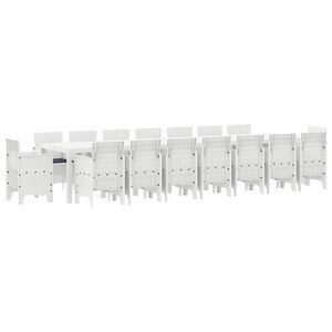 vidaXL Tuin Eettafelset met kussens 17 st Wit PP
