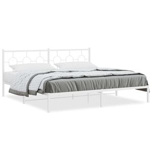vidaXL Bedframe met hoofdbord metaal wit 193x203 cm